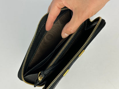 Vintage Chloé Pebbled Leather Bifold Wallet Black Gold