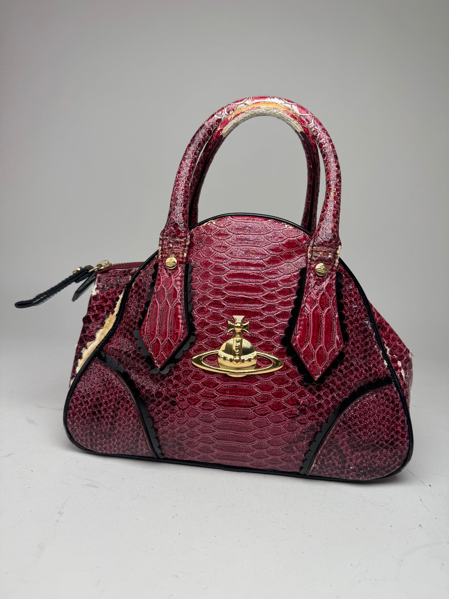 Vintage Vivienne Westwood Crocodile Emblossed Handbag Purple