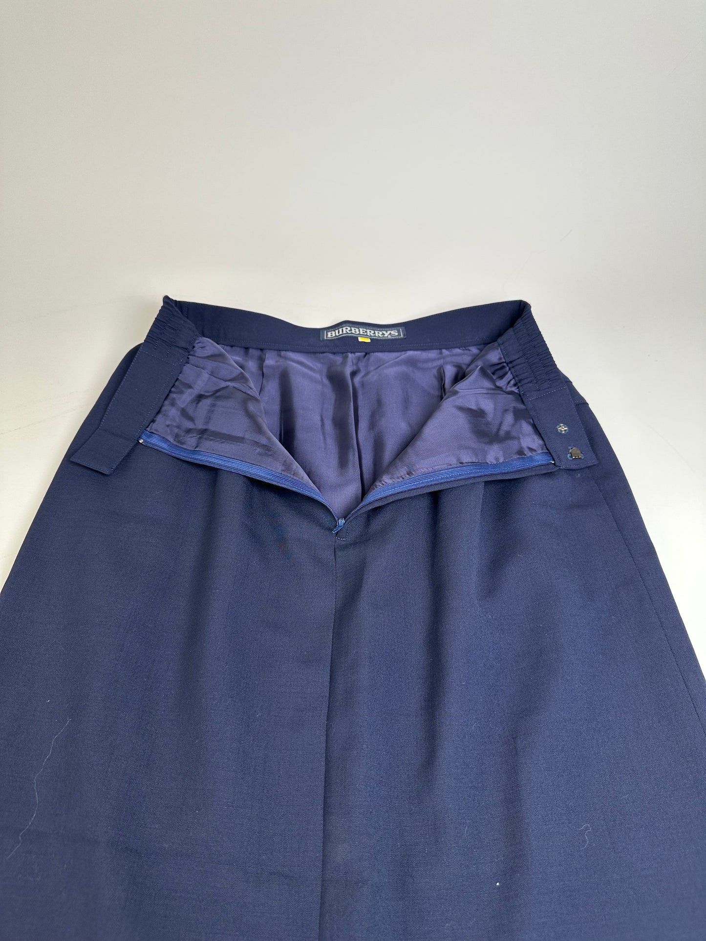 Vintage Burberry Wool Skirt Navy Blue M