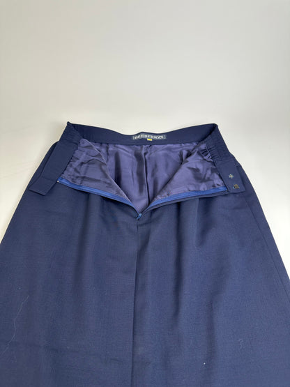 Vintage Burberry Wool Skirt Navy Blue M