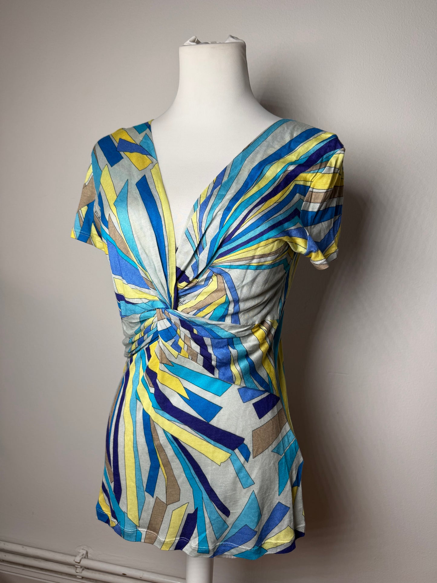 Vintage Emilio Pucci Silk / Viskose abstract Top Blue yellow 40/L