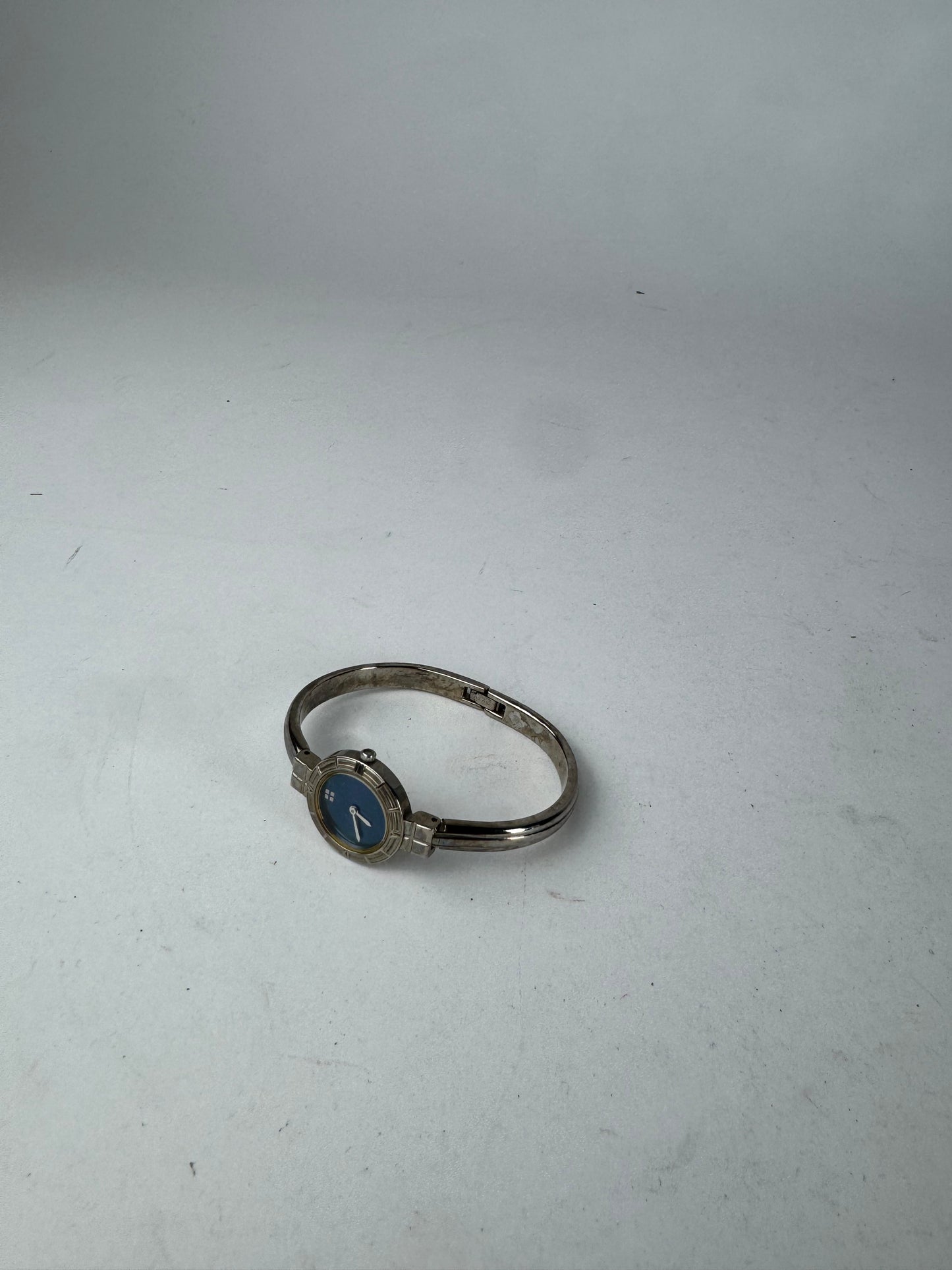 Vintage Yves Saint Laurent Quartz Steel Watch Silver Blue