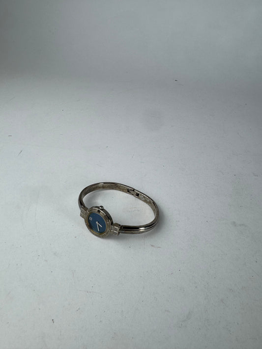 Vintage Yves Saint Laurent Quartz Steel Watch Silver Blue