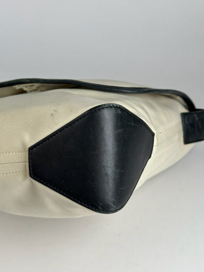 Vintage Loewe Canvas Leather Shoulder bag black white