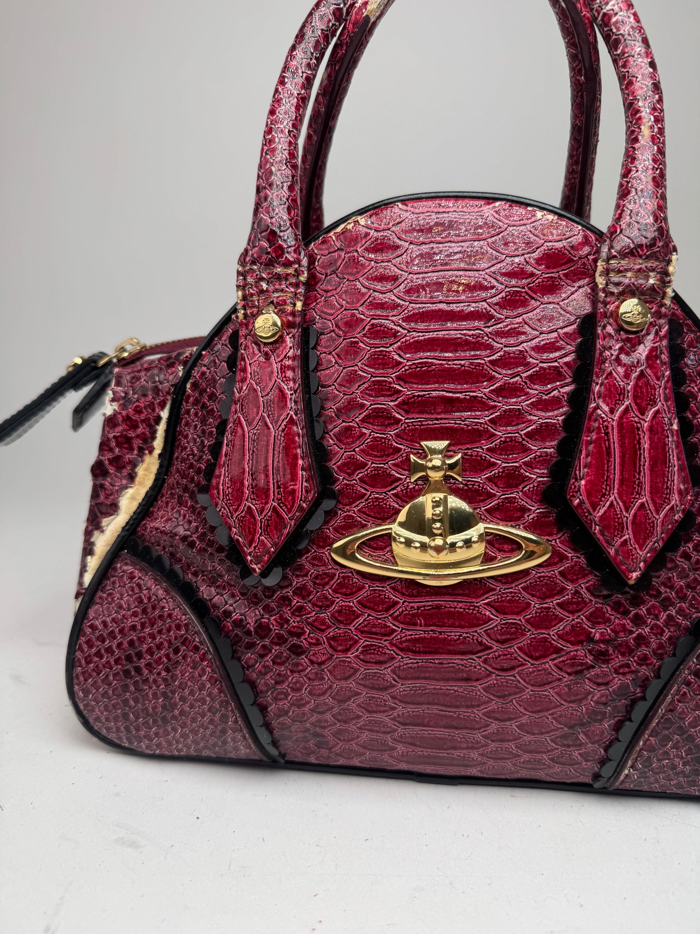 Vintage Vivienne Westwood Crocodile Emblossed Handbag Purple