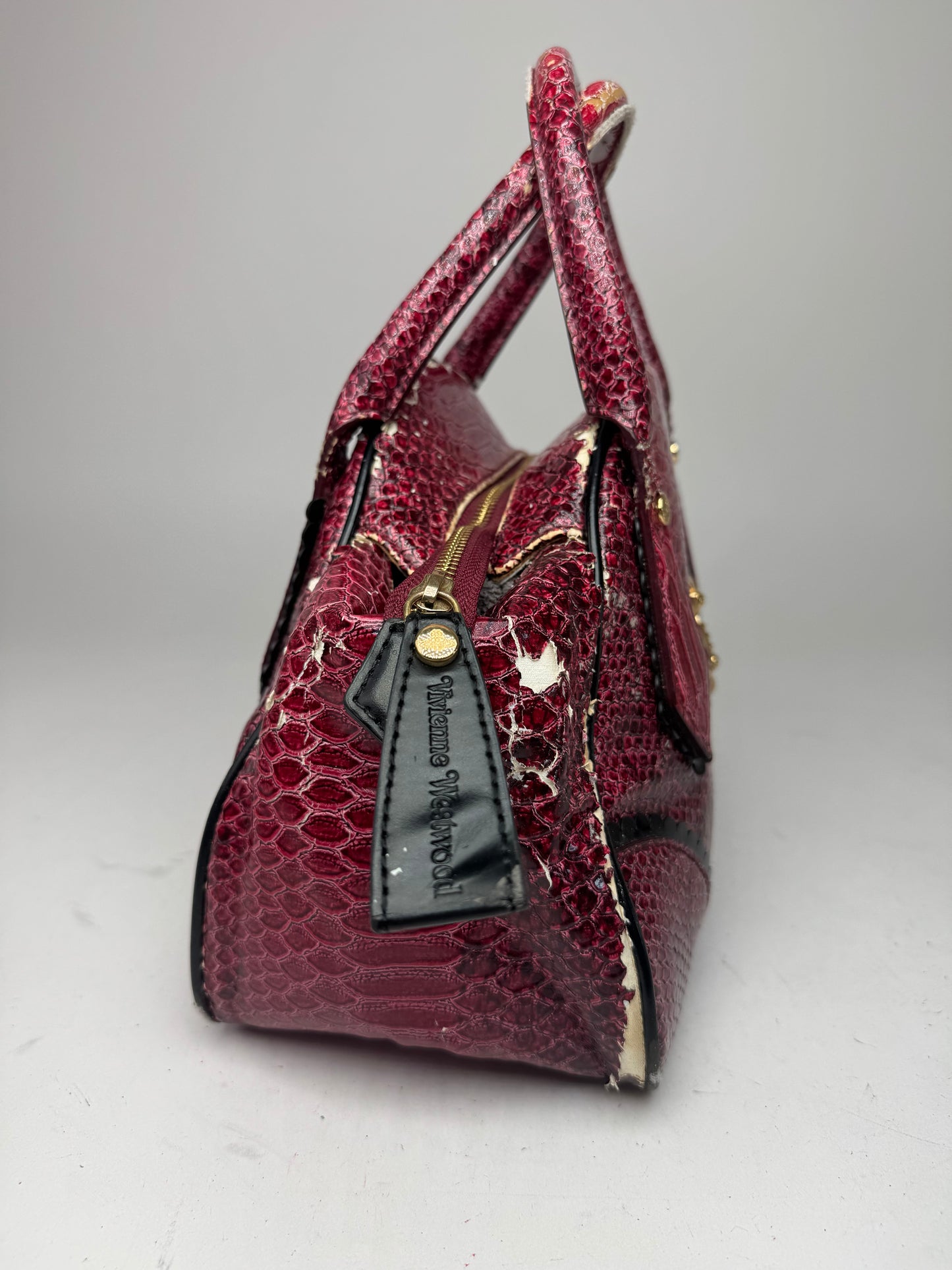 Vintage Vivienne Westwood Crocodile Emblossed Handbag Purple