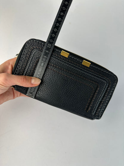 Vintage Chloé Pebbled Leather Bifold Wallet Black Gold