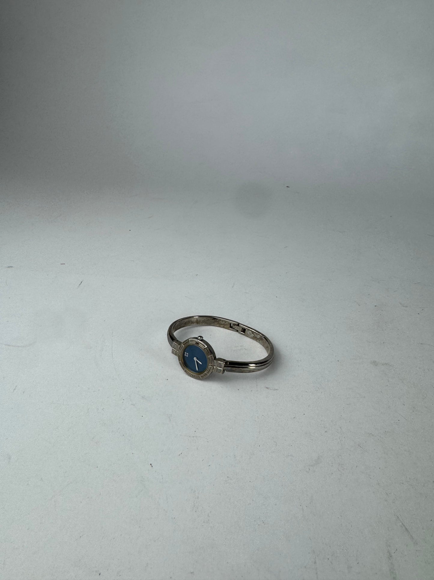 Vintage Yves Saint Laurent Quartz Steel Watch Silver Blue