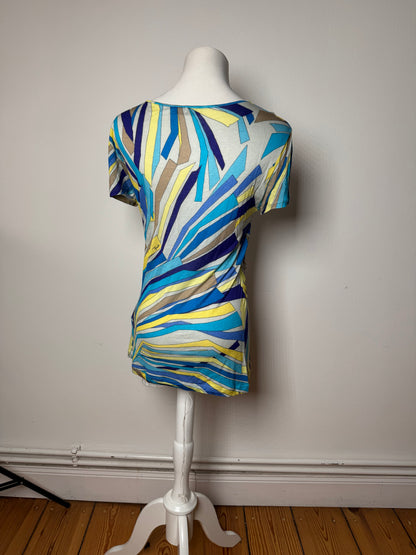 Vintage Emilio Pucci Silk / Viskose abstract Top Blue yellow 40/L