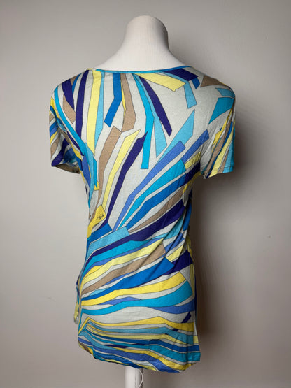 Vintage Emilio Pucci Silk / Viskose abstract Top Blue yellow 40/L