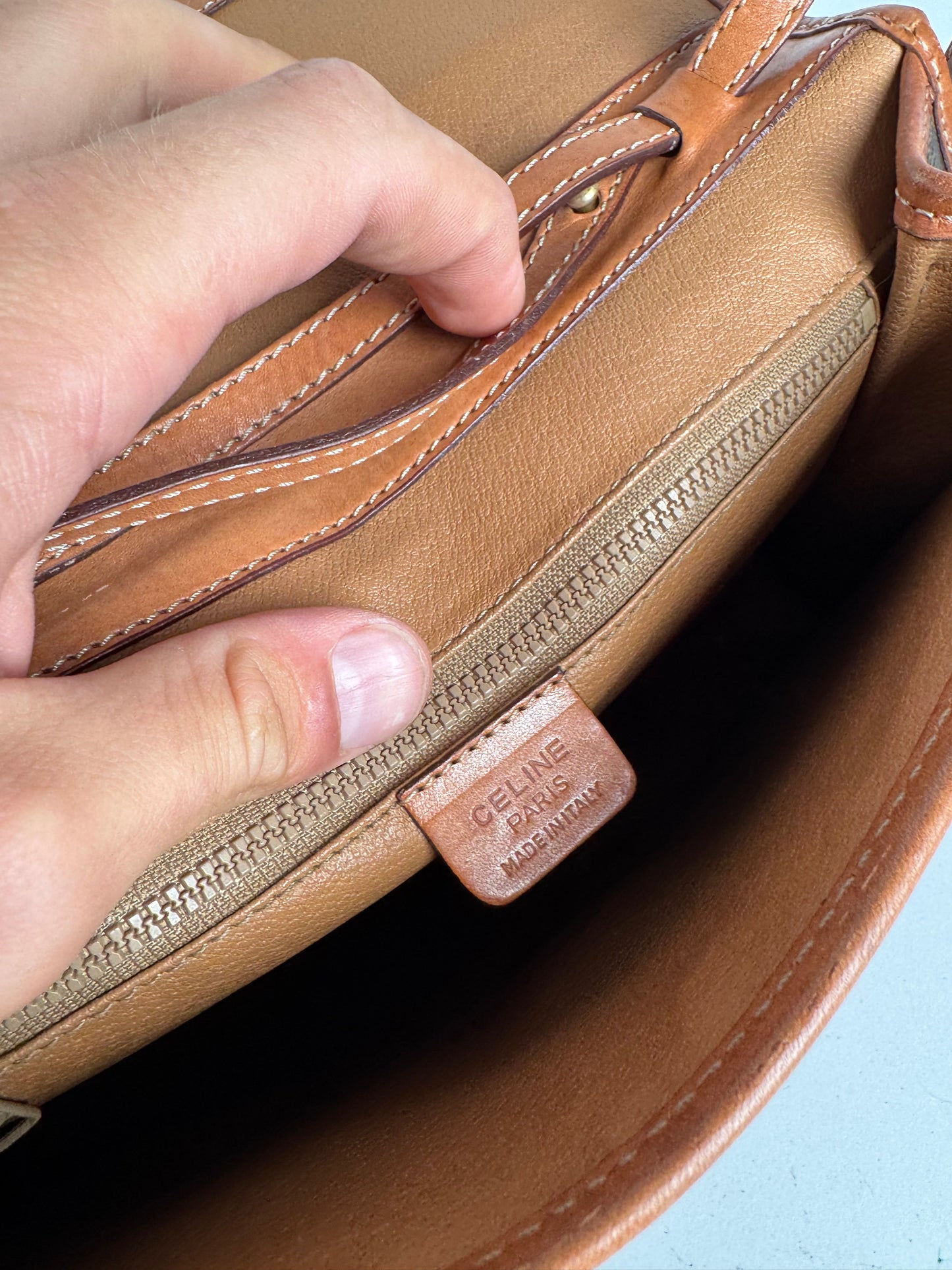 Sac vintage en cuir monogramme Céline Paris marron