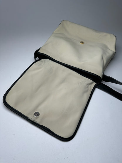 Vintage Loewe Canvas Leather Shoulder bag black white