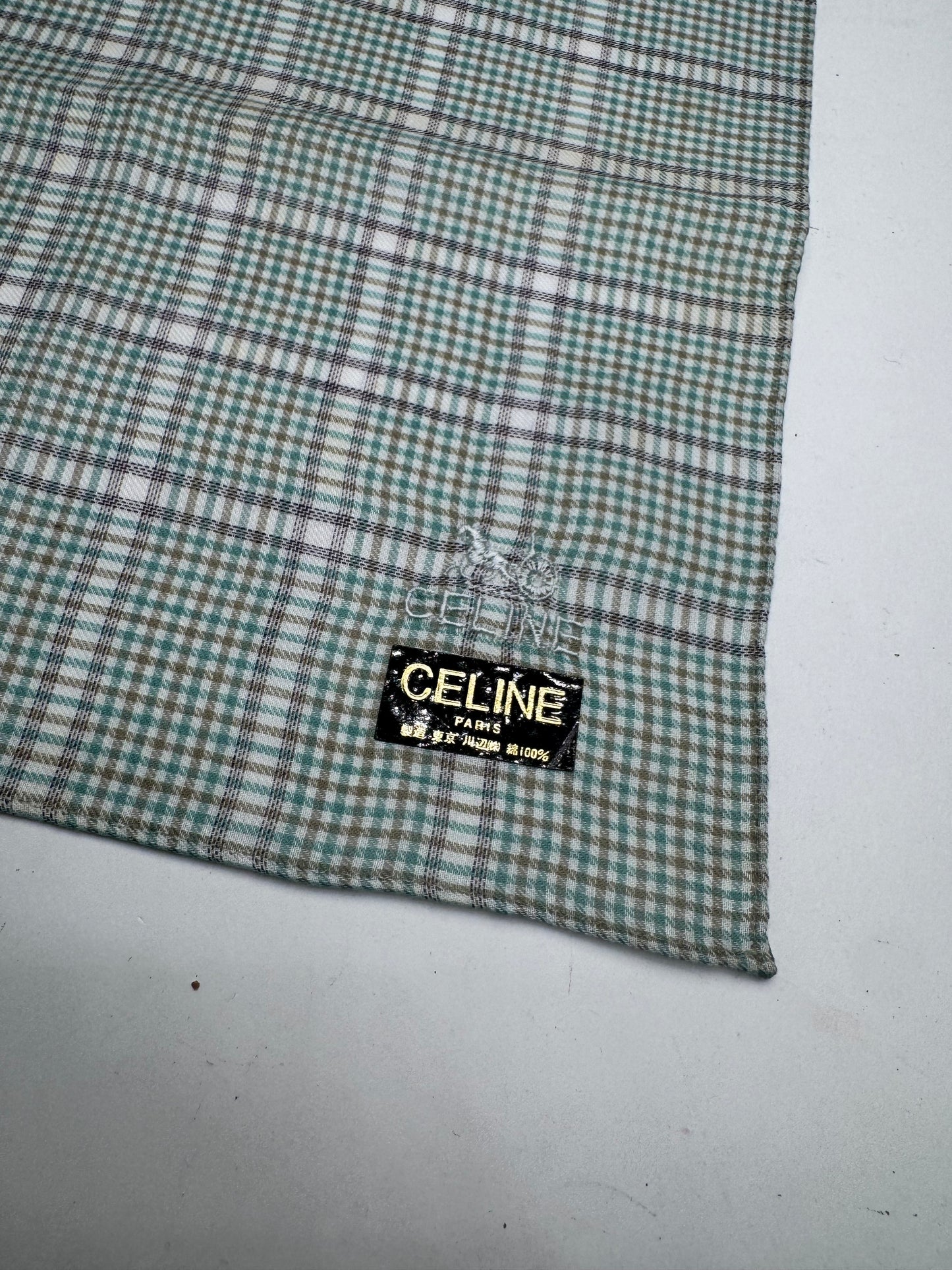 Vintage Celine Checked scarf grey white
