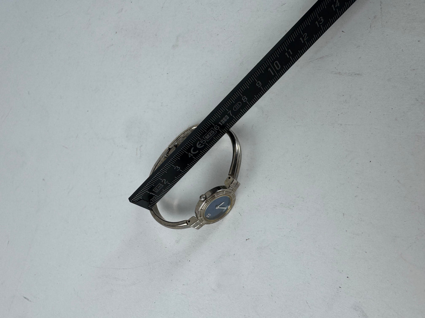 Vintage Yves Saint Laurent Quartz Steel Watch Silver Blue