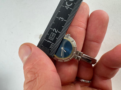 Vintage Yves Saint Laurent Quartz Steel Watch Silver Blue