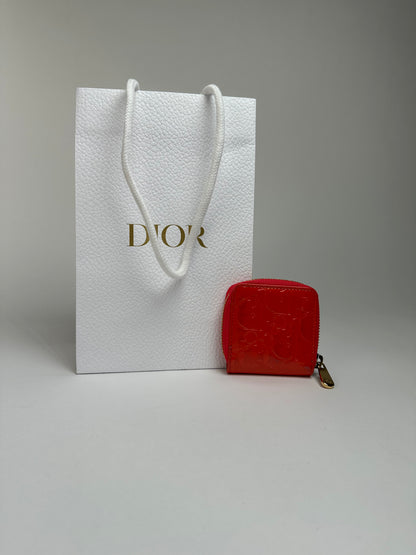 Vintage Dior Patent Leather Zip Wallet Early 2000s Red