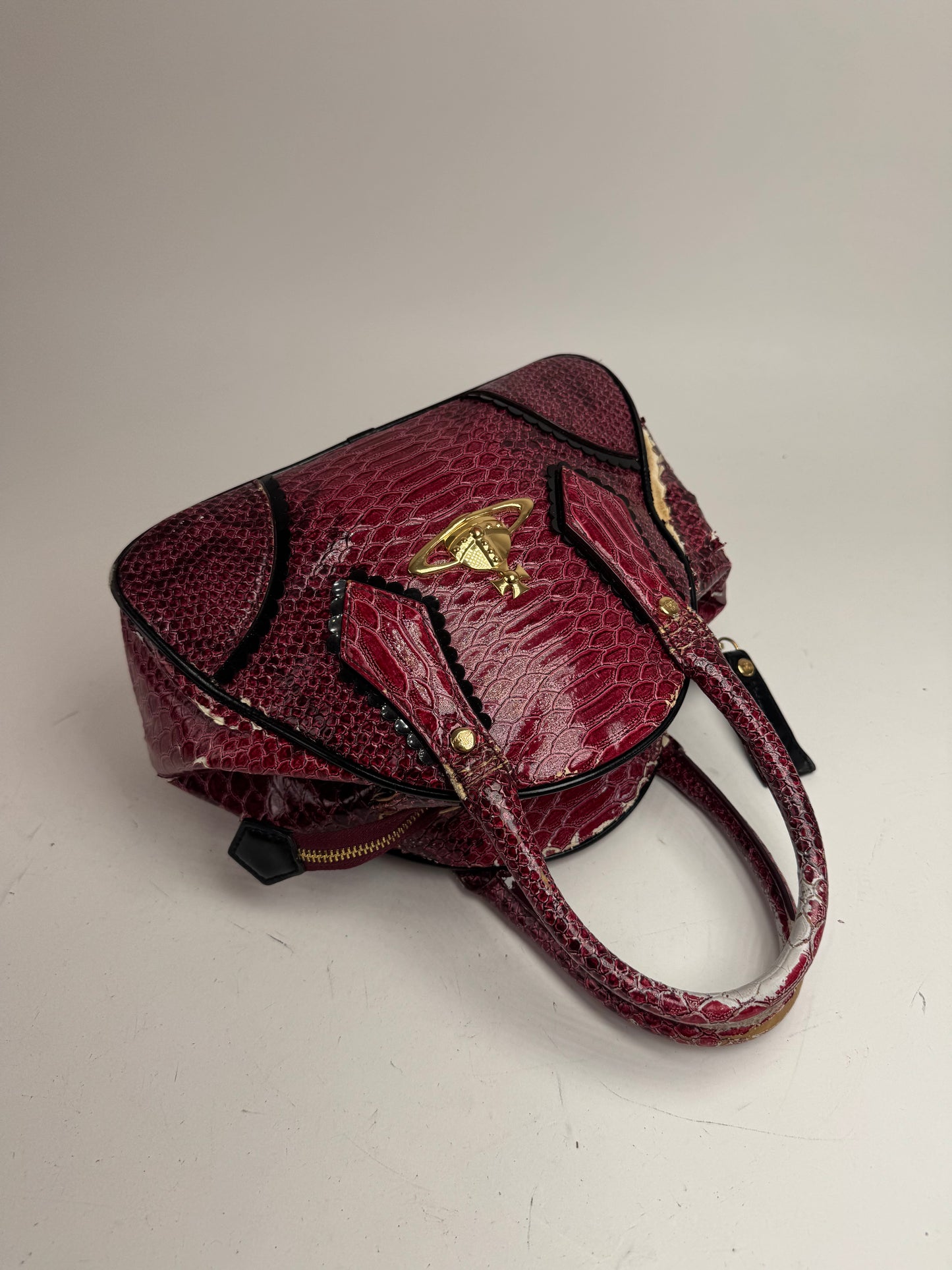 Vintage Vivienne Westwood Crocodile Emblossed Handbag Purple