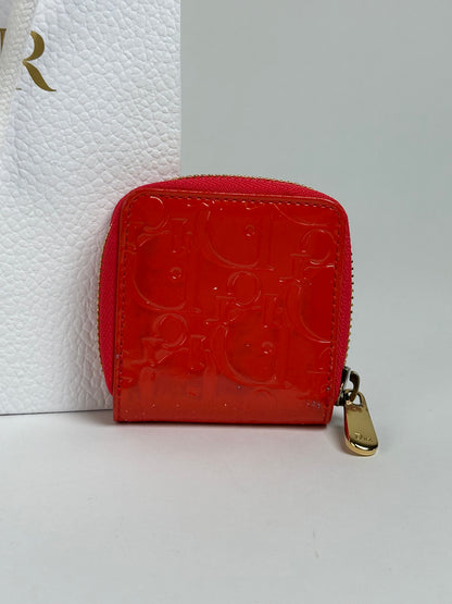 Vintage Dior Patent Leather Zip Wallet Early 2000s Red