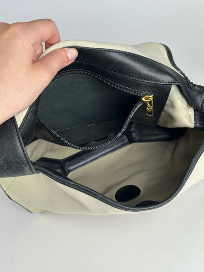 Vintage Loewe Canvas Leather Shoulder bag black white