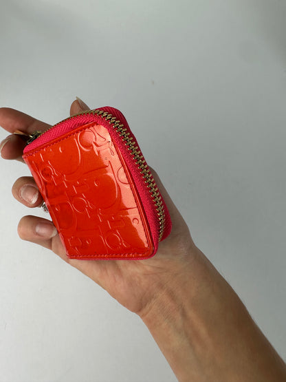 Vintage Dior Patent Leather Zip Wallet Early 2000s Red