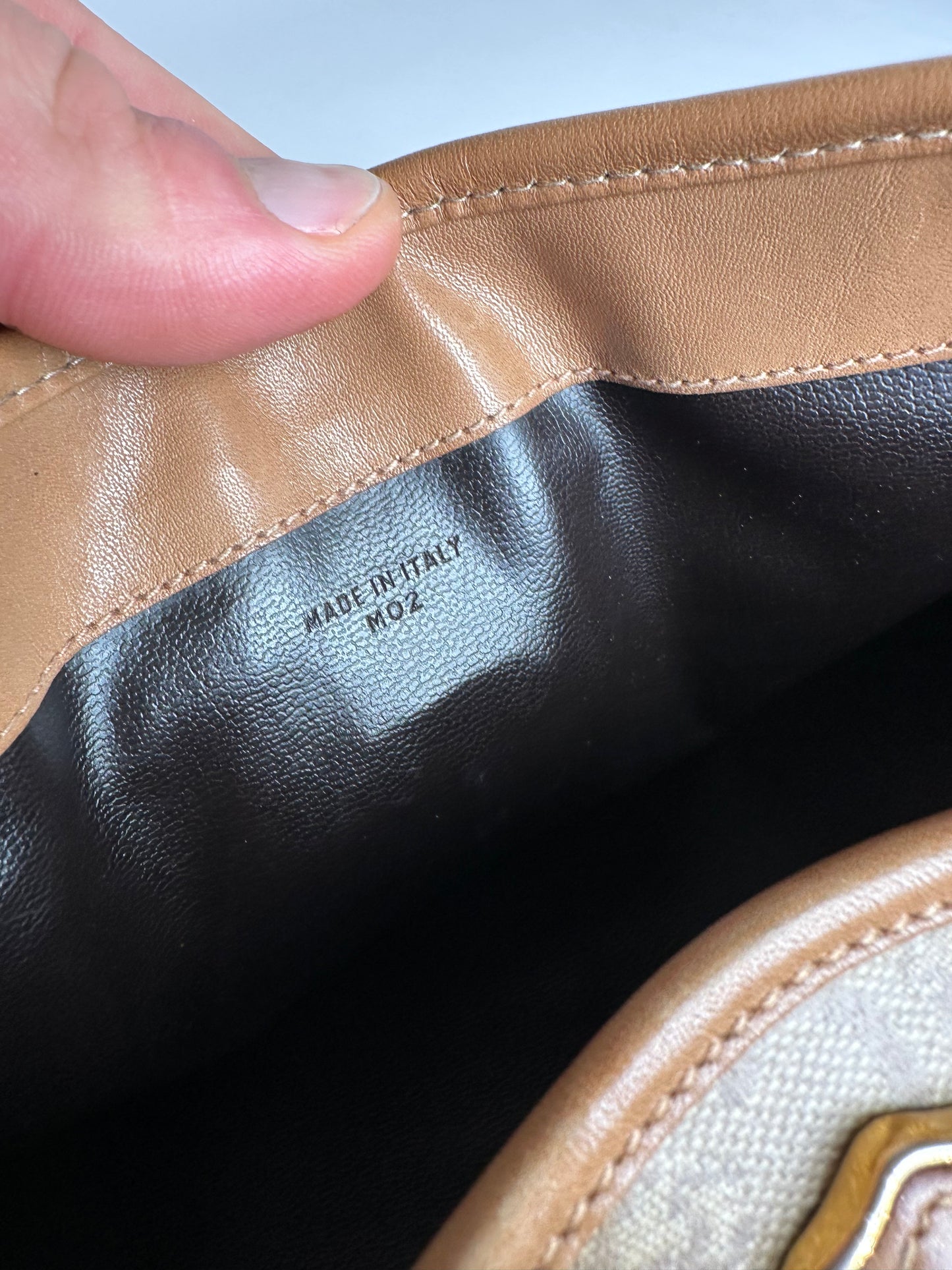 Vintage Celine Monogram Shoulder / Crossbody Bag Gold Beige