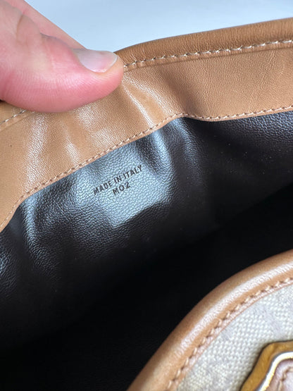 Vintage Celine Monogram Shoulder / Crossbody Bag Gold Beige