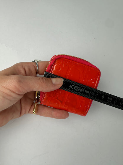 Vintage Dior Patent Leather Zip Wallet Early 2000s Red