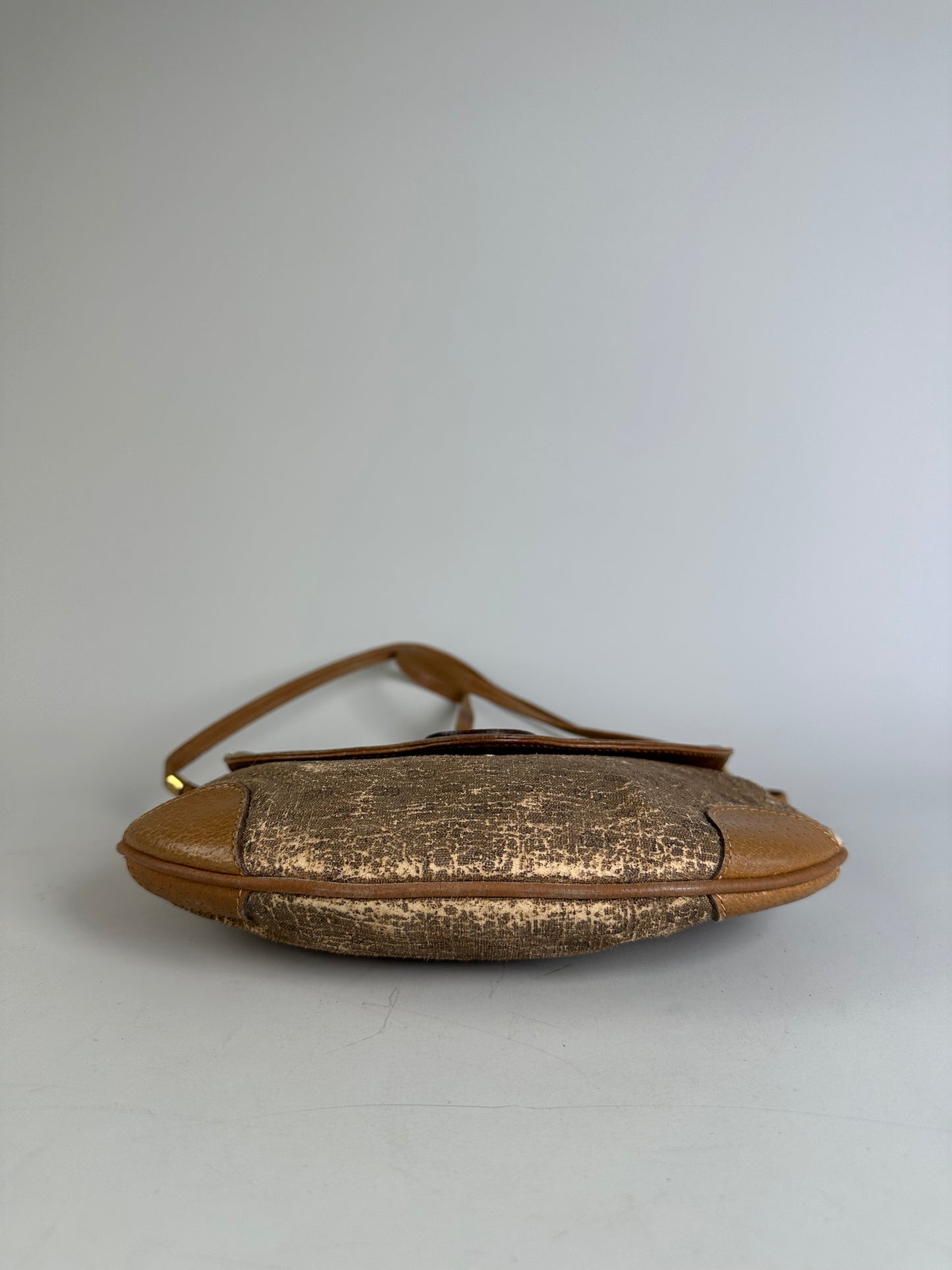 Vintage Gucci GG Monogram Shoulder Bag Brown Gold