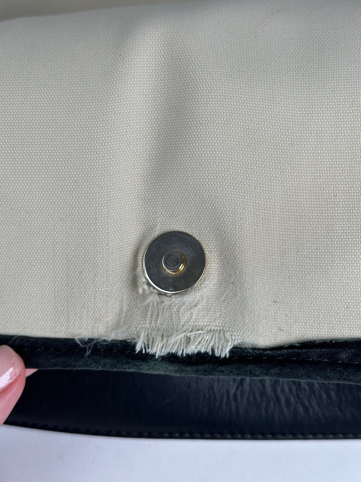 Vintage Loewe Canvas Leather Shoulder bag black white