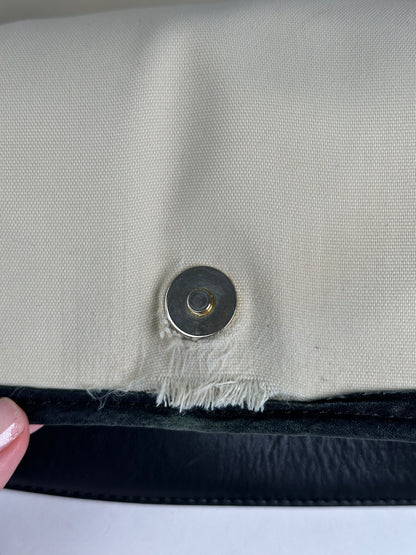 Vintage Loewe Canvas Leather Shoulder bag black white