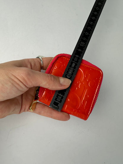 Vintage Dior Patent Leather Zip Wallet Early 2000s Red
