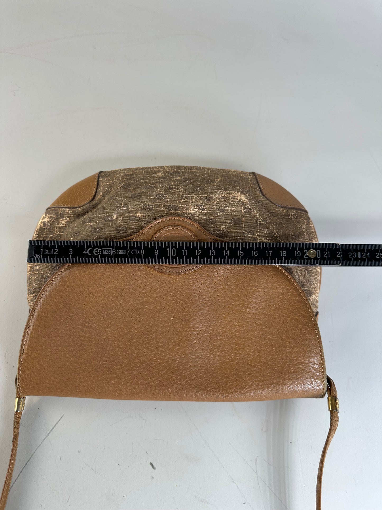Vintage Gucci GG Monogram Shoulder Bag Brown Gold