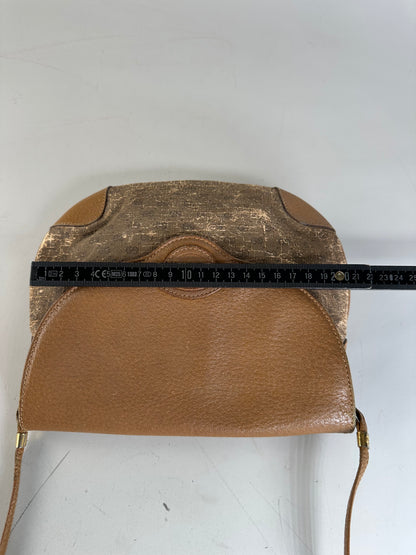 Vintage Gucci GG Monogram Shoulder Bag Brown Gold