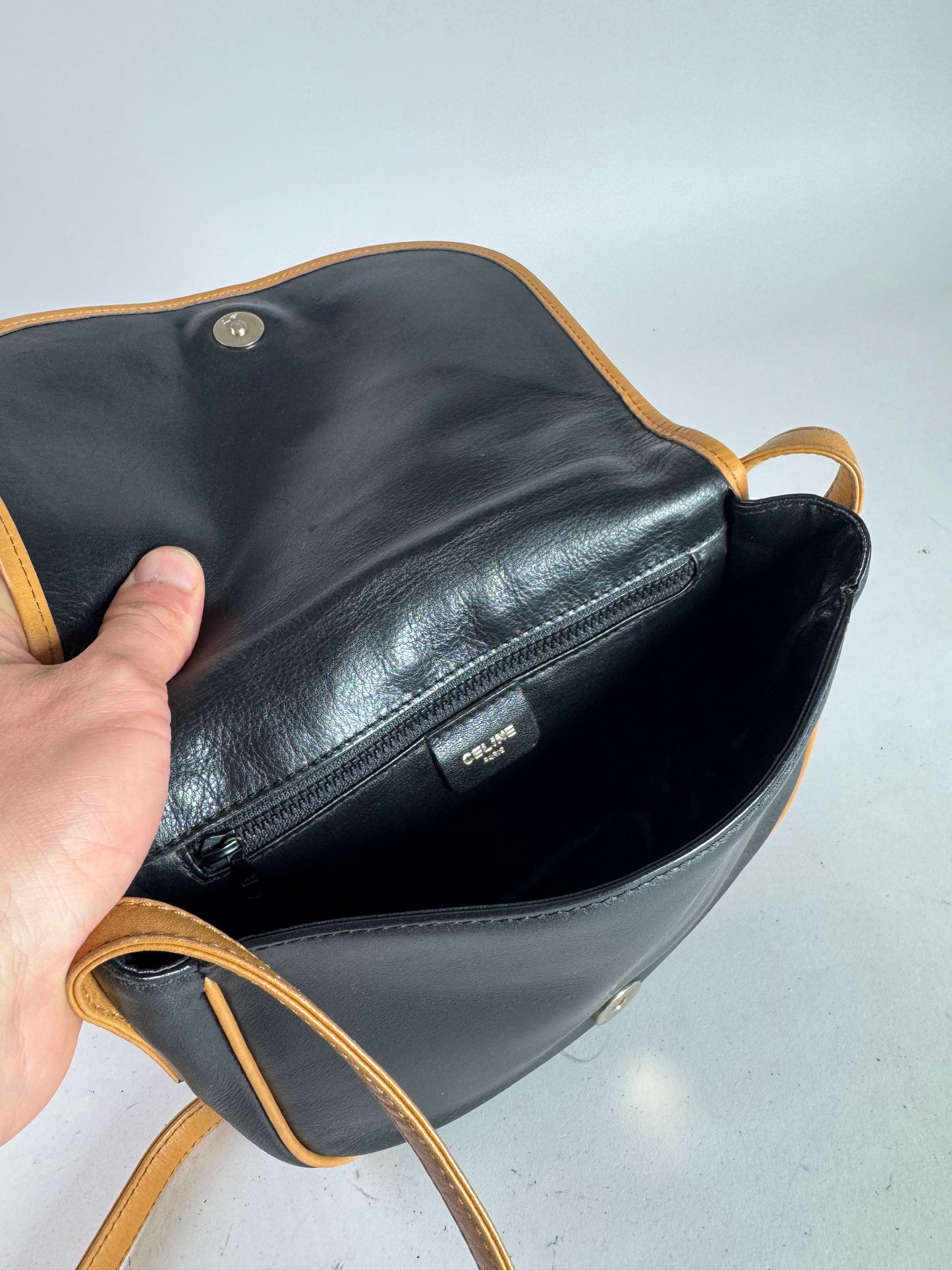 Vintage Celine Paris Crossbody / Shoulder Bag Brown Black