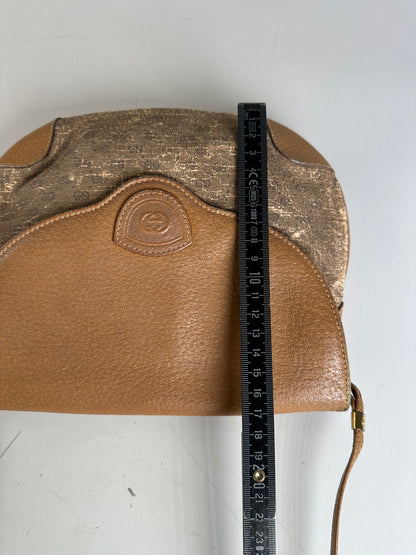 Vintage Gucci GG Monogram Shoulder Bag Brown Gold