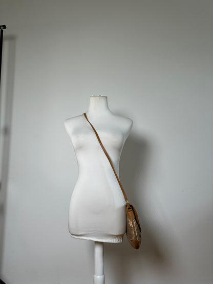 Vintage Gucci GG Monogram Shoulder Bag Brown Gold