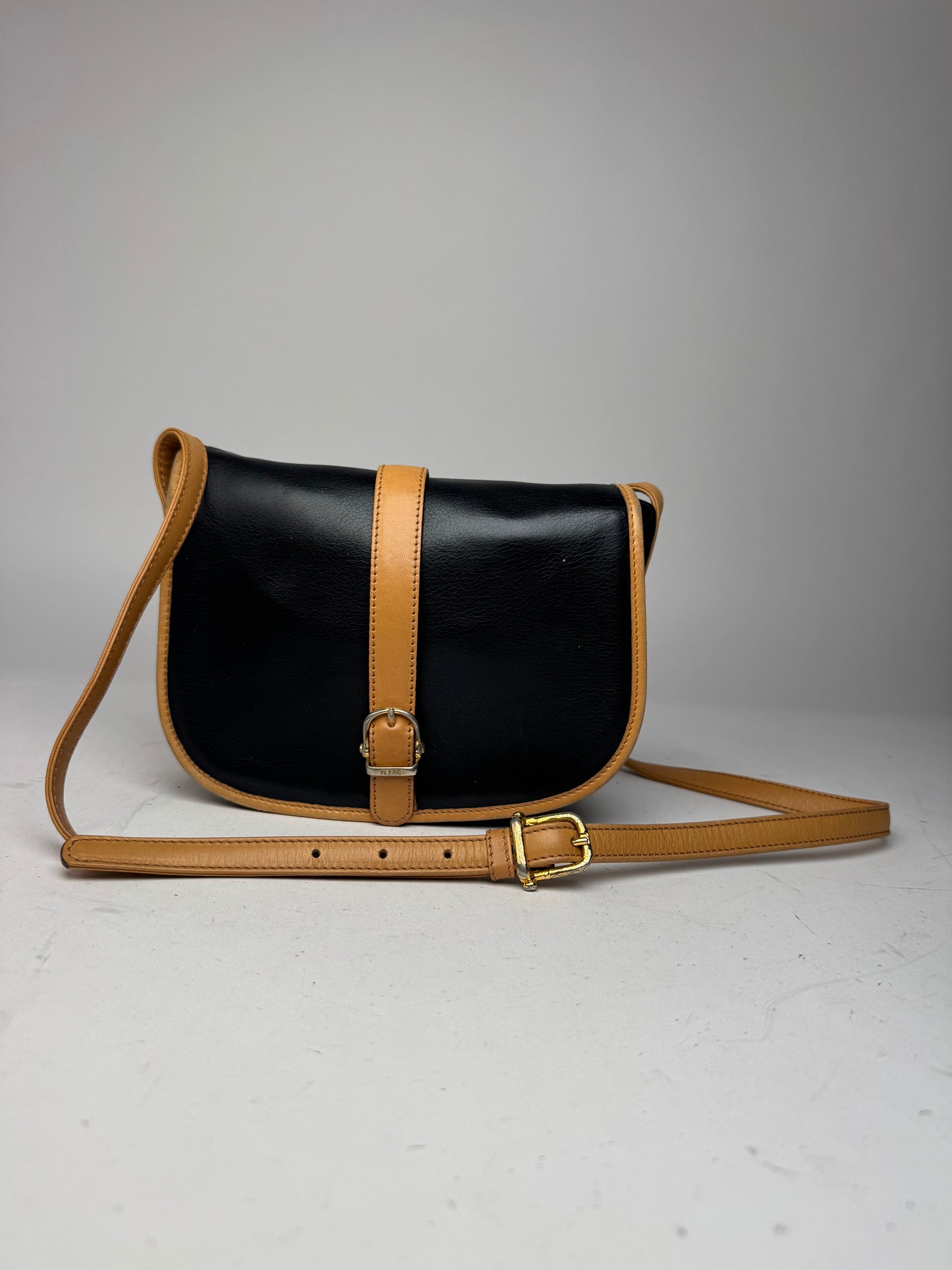 Vintage Celine Paris Crossbody / Shoulder Bag Brown Black