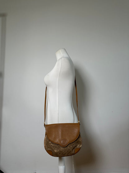 Vintage Gucci GG Monogram Shoulder Bag Brown Gold
