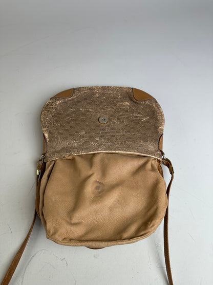 Vintage Gucci GG Monogram Shoulder Bag Brown Gold