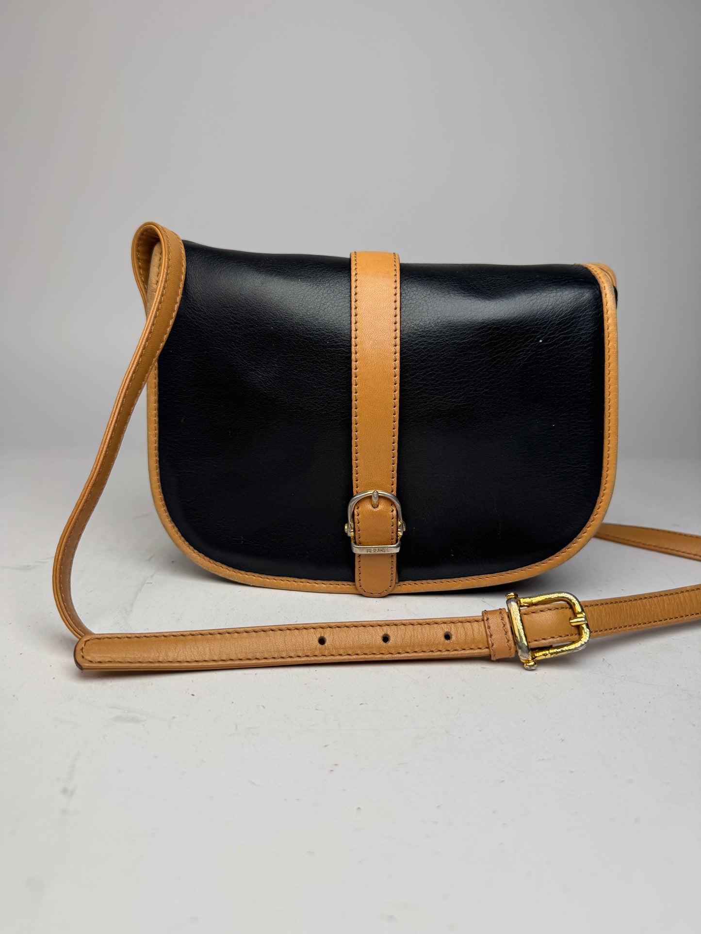 Vintage Celine Paris Crossbody / Shoulder Bag Brown Black