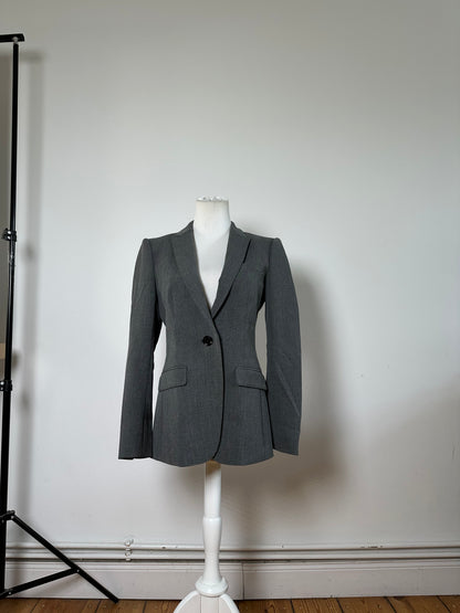 Vintage Burberry Wool Blend Blazer Grey M