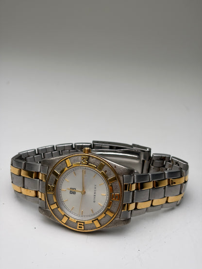 Vintage Givenchy Stainless Steel Bracelet Watch Silver Gold