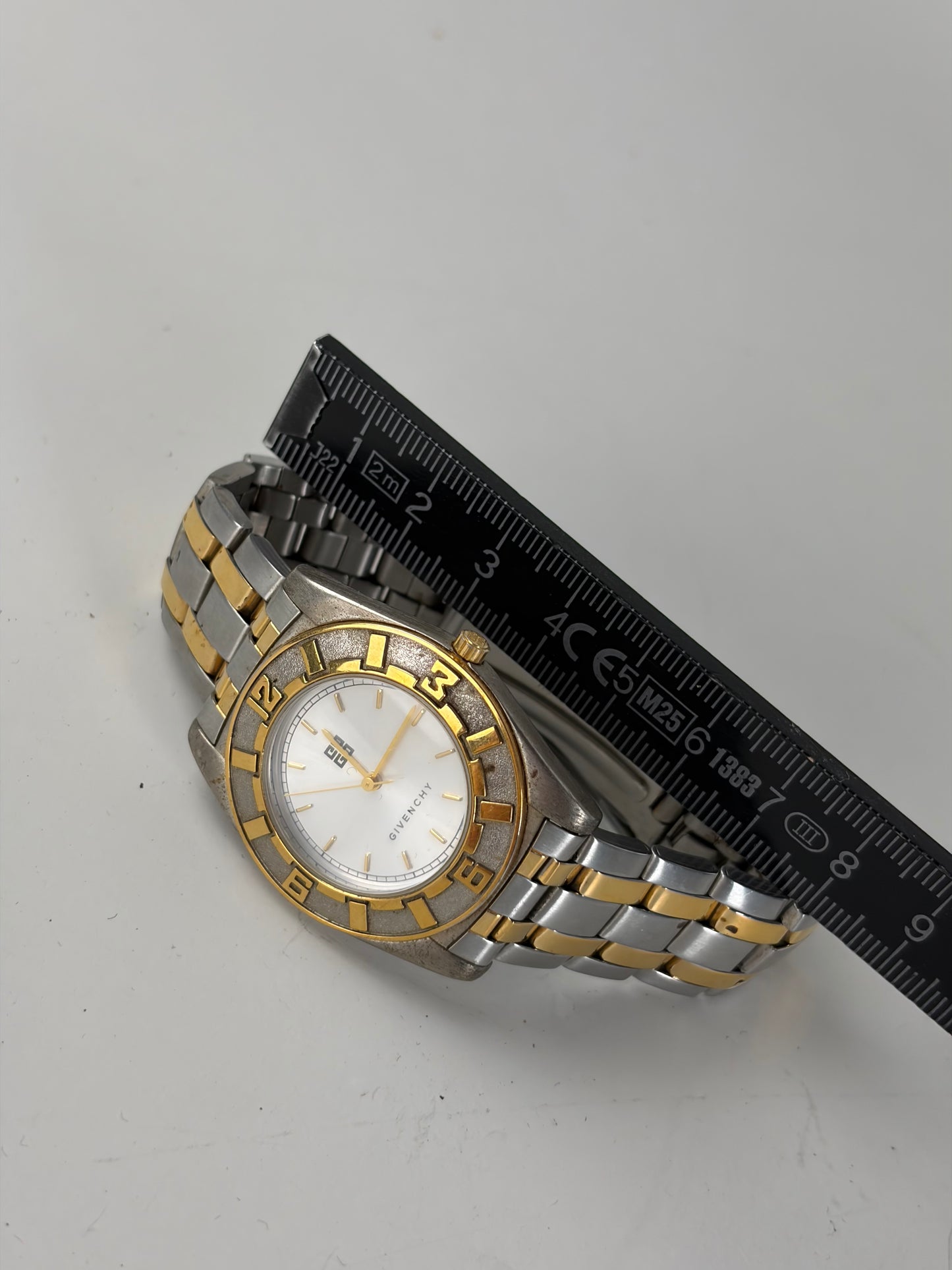 Vintage Givenchy Stainless Steel Bracelet Watch Silver Gold