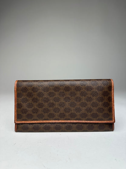 Vintage Celine Paris Triomphe Monogram Leather ID Holder Vrown