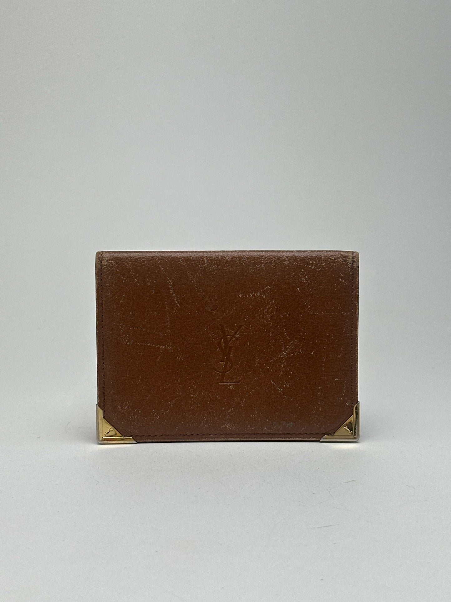 Vintage Yves Saint Laurent leather card holder brown