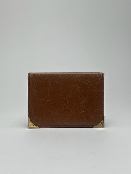 Vintage Yves Saint Laurent leather card holder brown