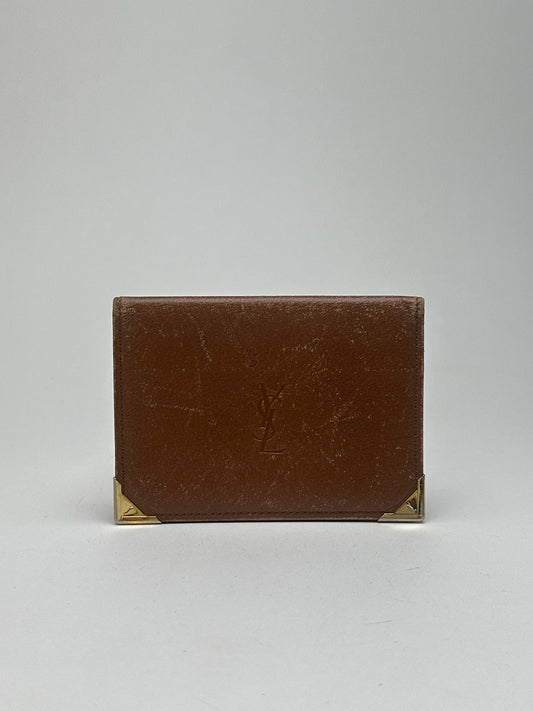 Vintage Yves Saint Laurent leather card holder brown
