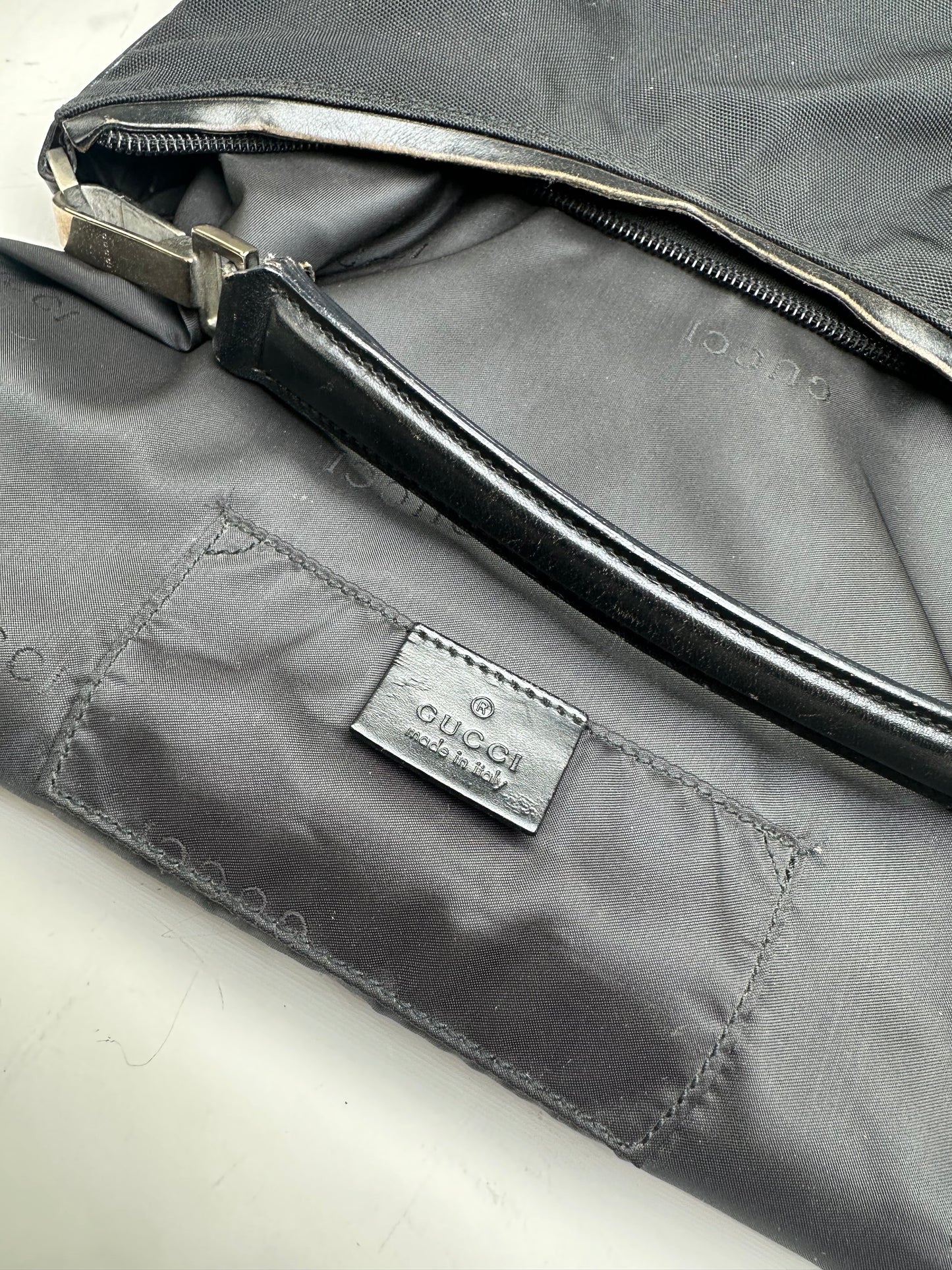 Vintage Gucci Nylon Shoulder Bag Black Silver