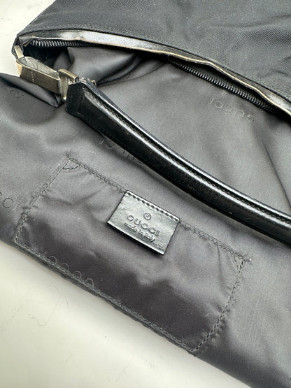 Vintage Gucci Nylon Shoulder Bag Black Silver