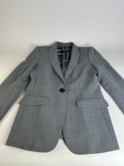 Vintage Burberry Wool Blend Blazer Grey M